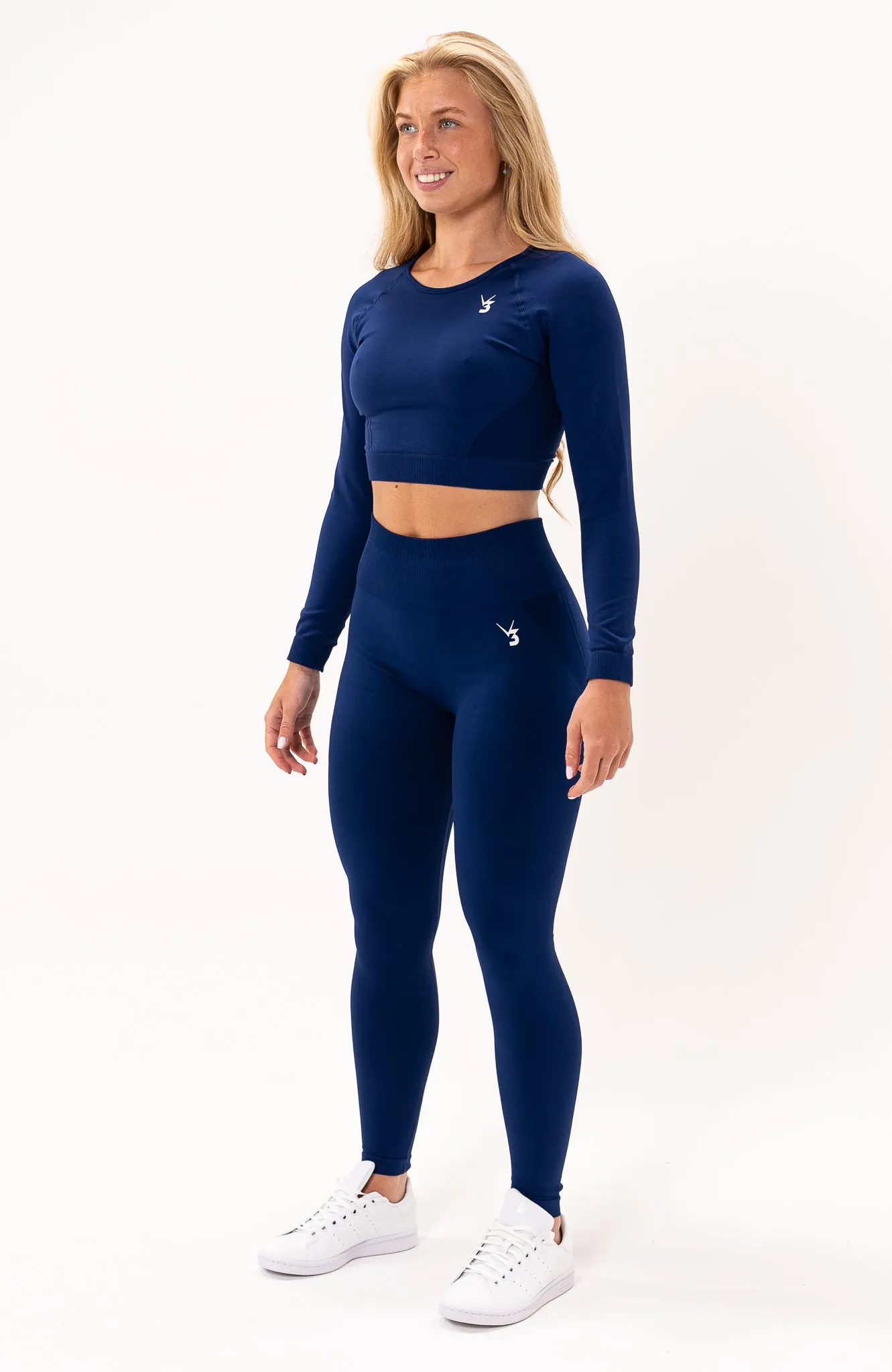 Tempo Seamless Scrunch Leggings & Long Sleeve Set - Royal Blue