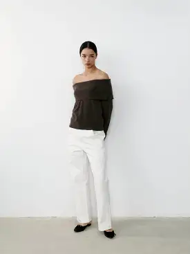 THE CASHMERE OFF SHOULDER - CHESTNUT BROWN