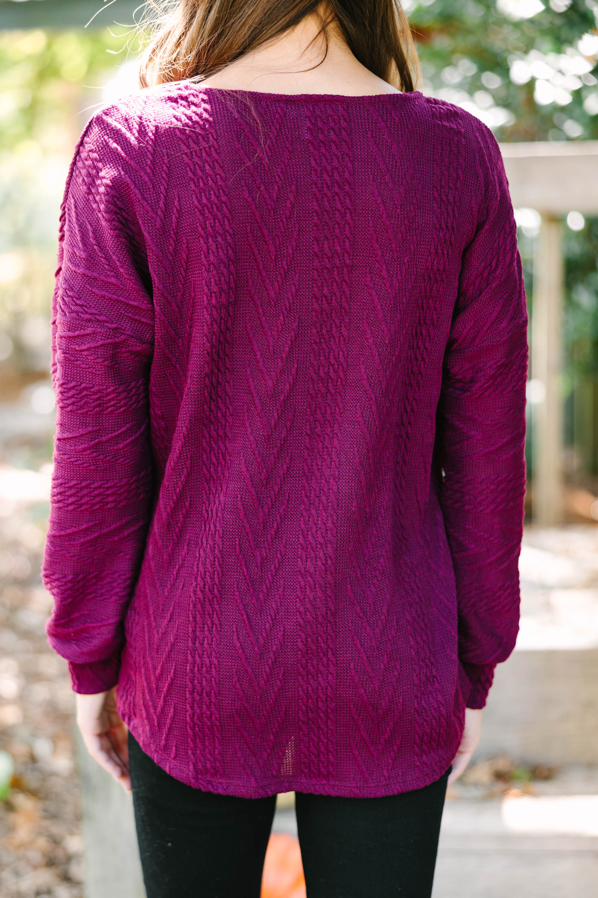 The Slouchy Wine Red Cable Knit Top