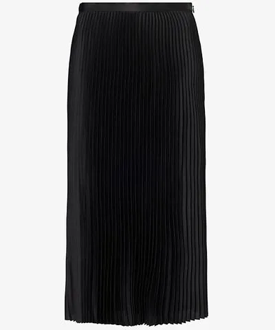 Theory Womens Black Slim pleated woven midi skirt