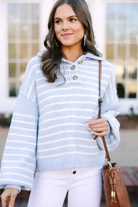 Think It Over Light Blue Striped Sweater