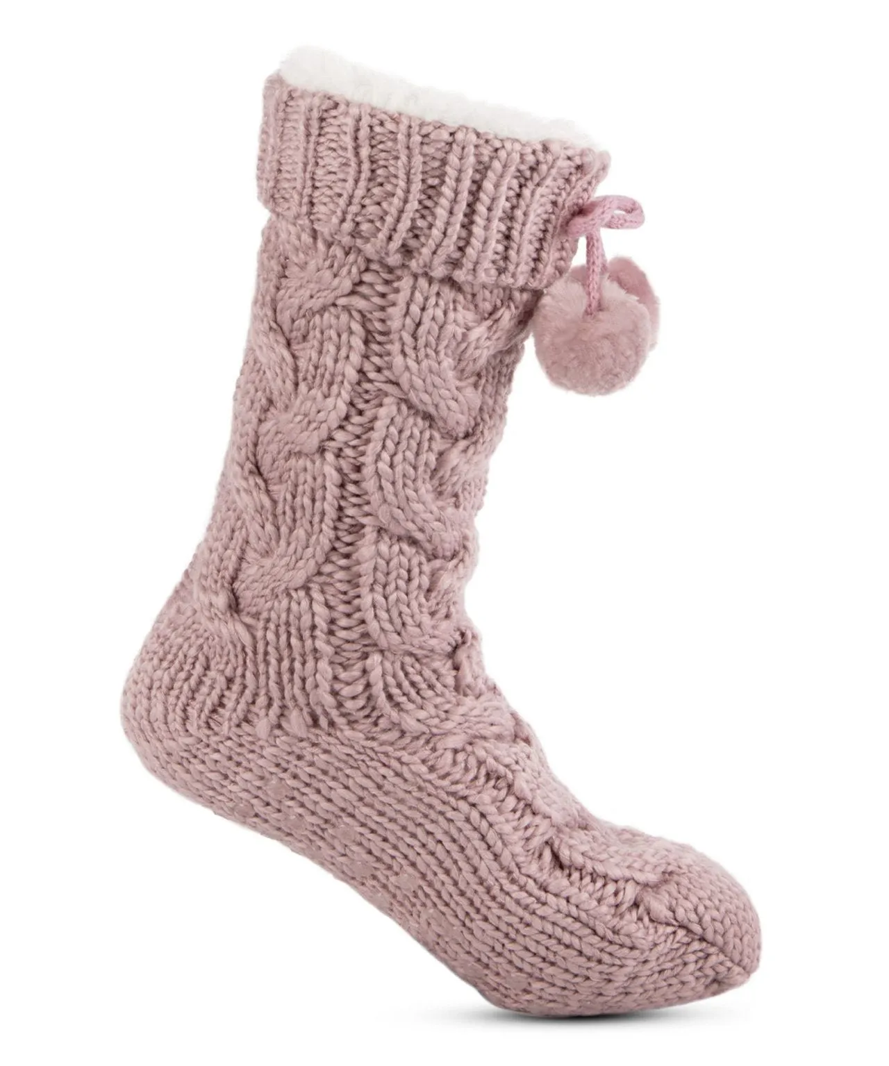 Totes toasties Ladies Luxury Cable Knit Slipper Sock