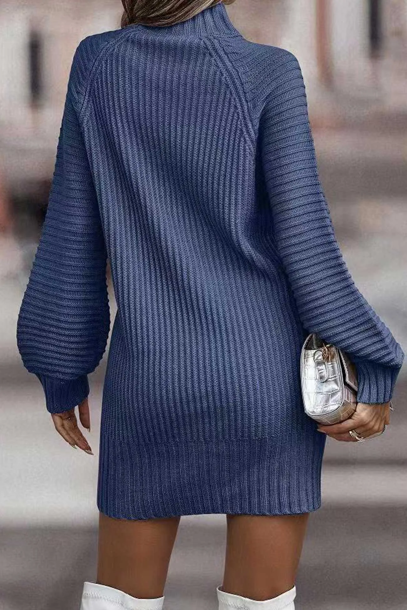 Turtleneck Solid Sweater Dress