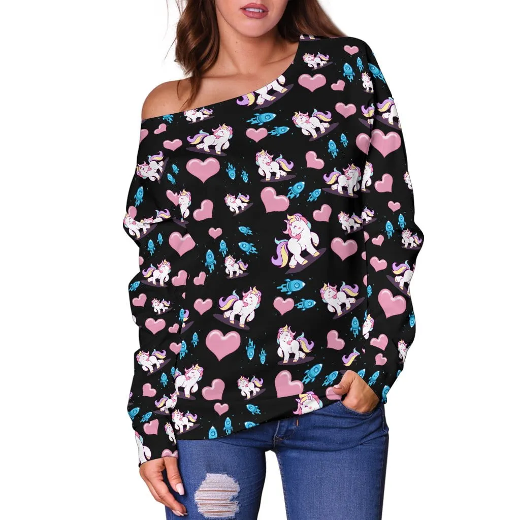 Unicorn Rockets Off Shoulder Sweater