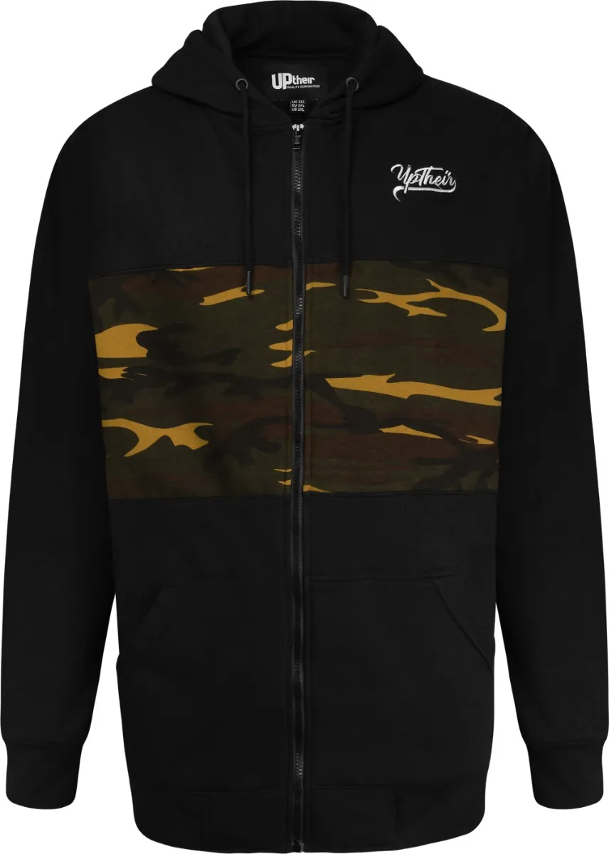 Uptheir Helston Camouflage Panel Hoody & Jogger Tracksuit Set - Black