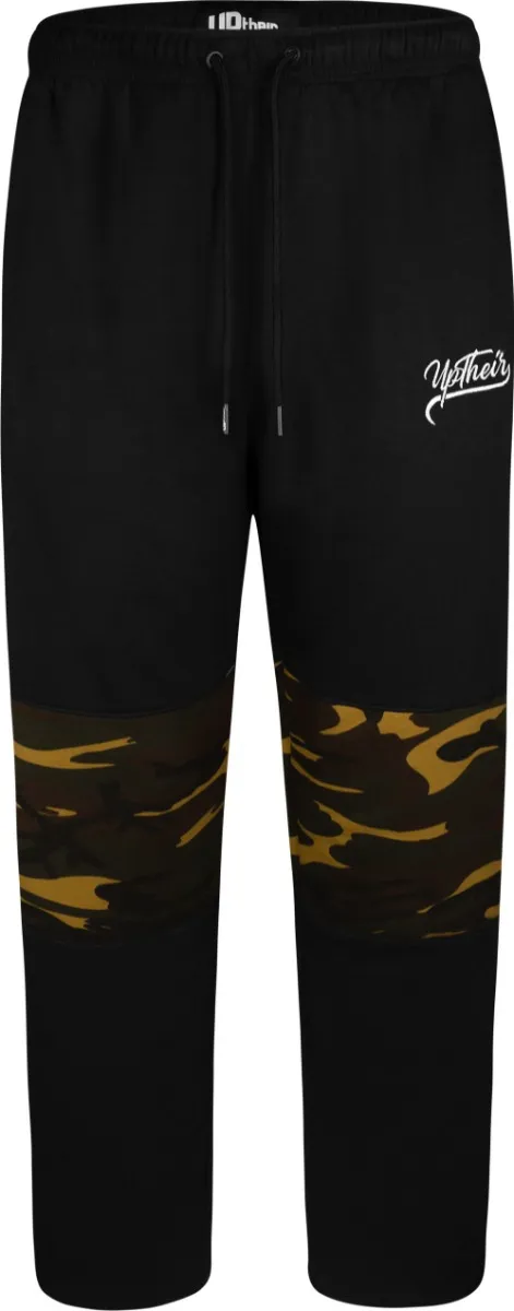 Uptheir Helston Camouflage Panel Hoody & Jogger Tracksuit Set - Black