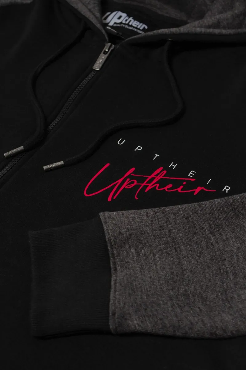 Uptheir To The Bone Zip Hoody, Overhead Hoody, Jogger & T-Shirt Set - Black