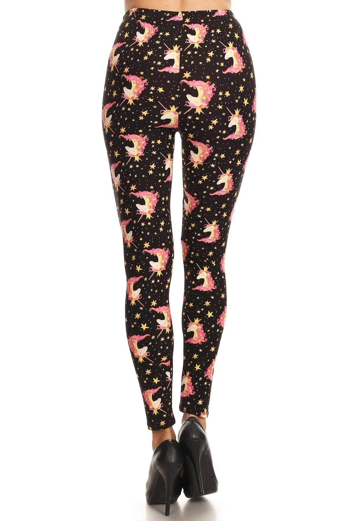 Women's 3 X 5X Unicorn Crown Starfish Pattern Printed Leggings