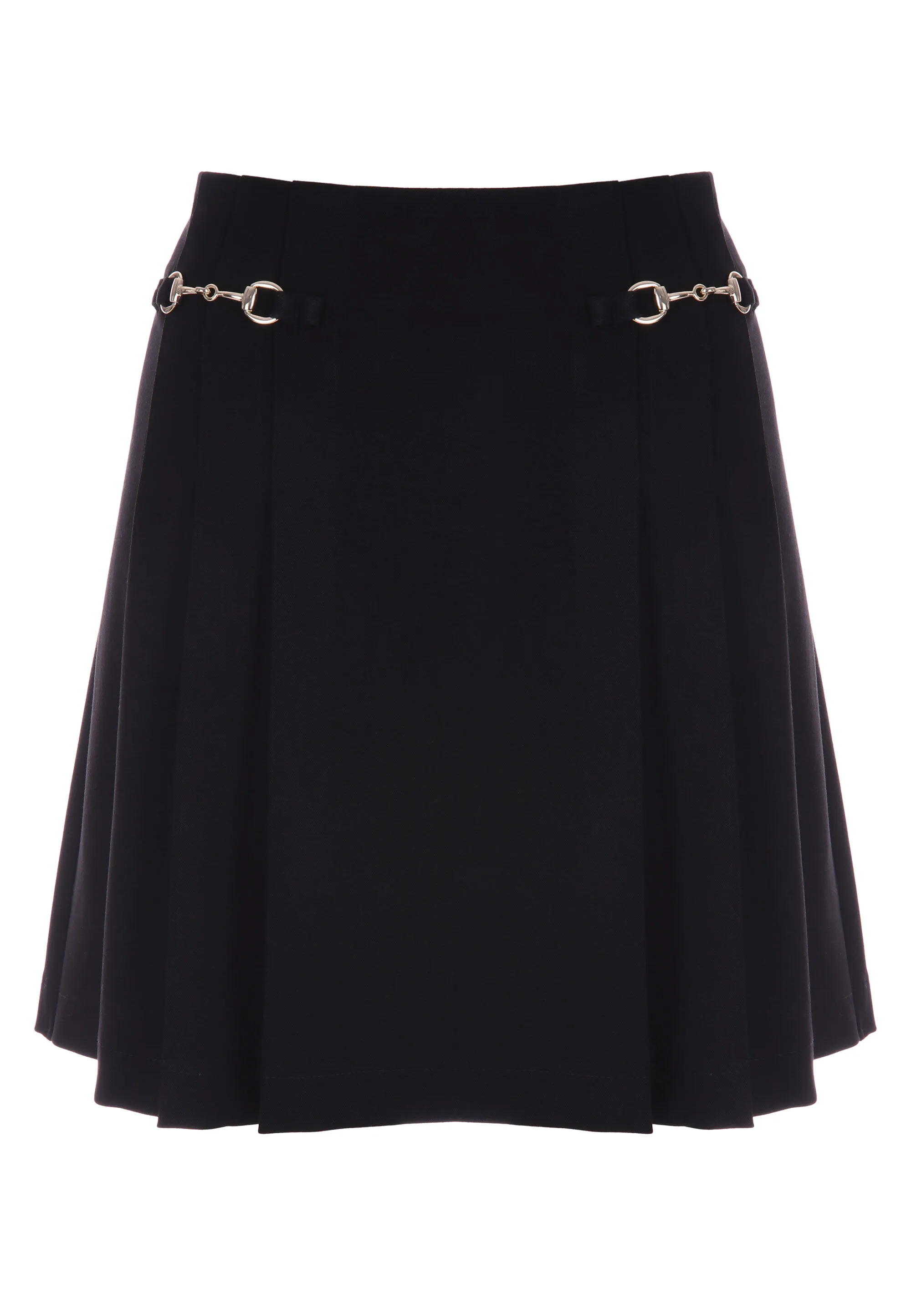 Womens Black Plain Pleated Mini Skirt