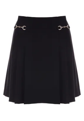 Womens Black Plain Pleated Mini Skirt