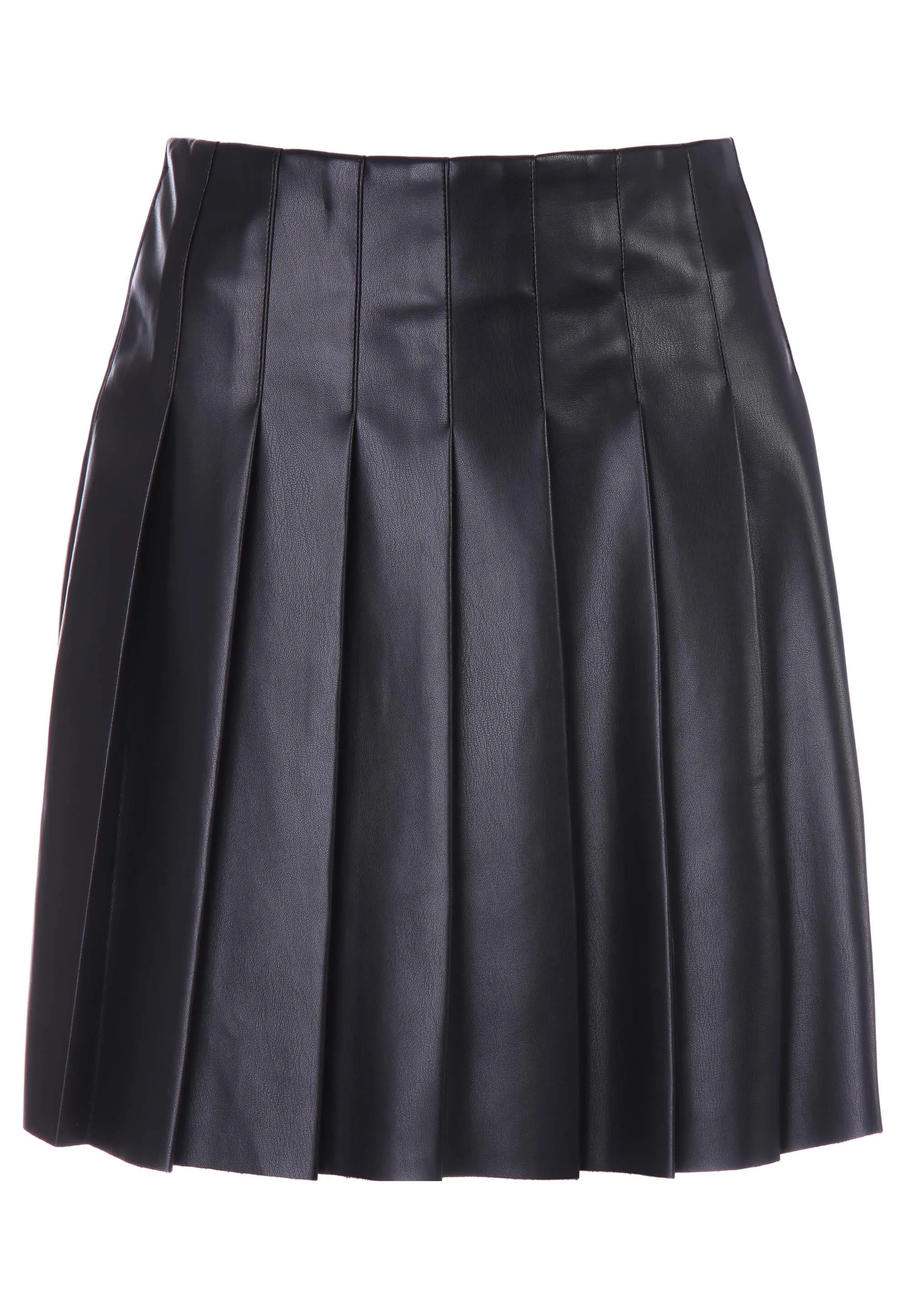 Womens Black Pleated PU Mini Kilt Skirt