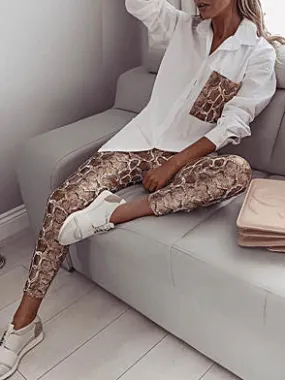 Women's It Girl Oversized Shirt and Snakeskin Legging Set