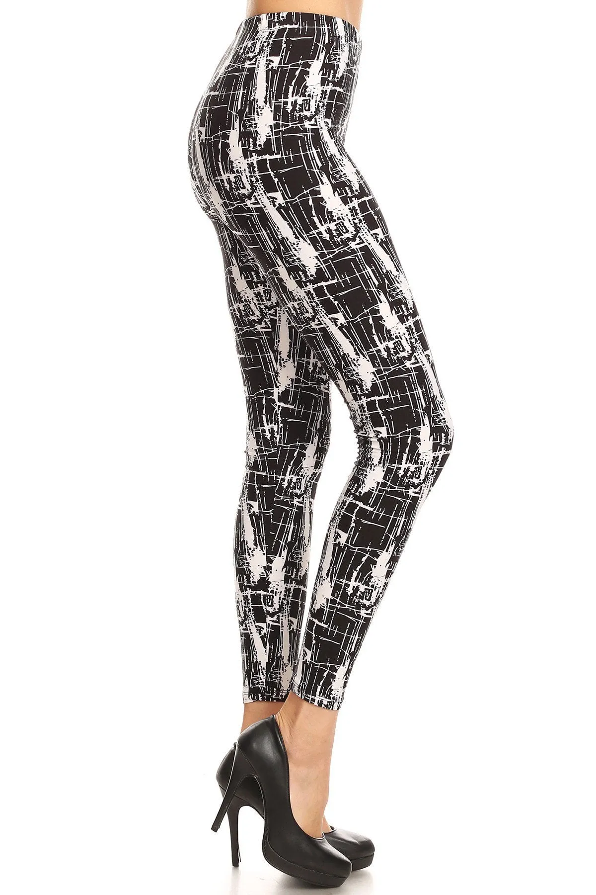 Women's Plus Abstract Faded Shape Pattern Printed Leggings