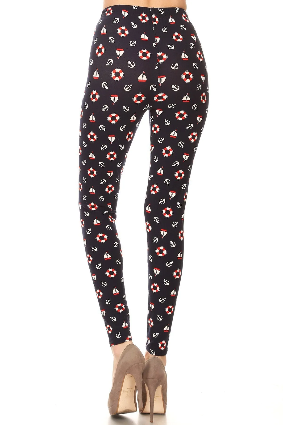 Women's Regular Life Ring Anchor Yacht Pattern Printed Leggings