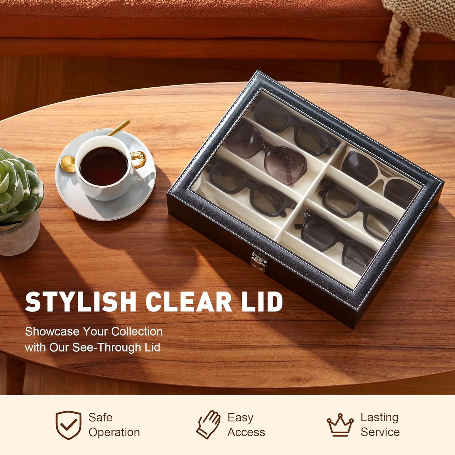 CO-Z Sunglasses Organizer 8 Slots Eyewear Display Case for Women Men i##e##s: Leather ^^ Multi ^^ Eyeglasses ^^ Jewelry Watch Organizer ^^ Sunglasses Jewelry Collection Case ^^ Sunglass Glasses Storage Holder Box :i##e##s - Image 10