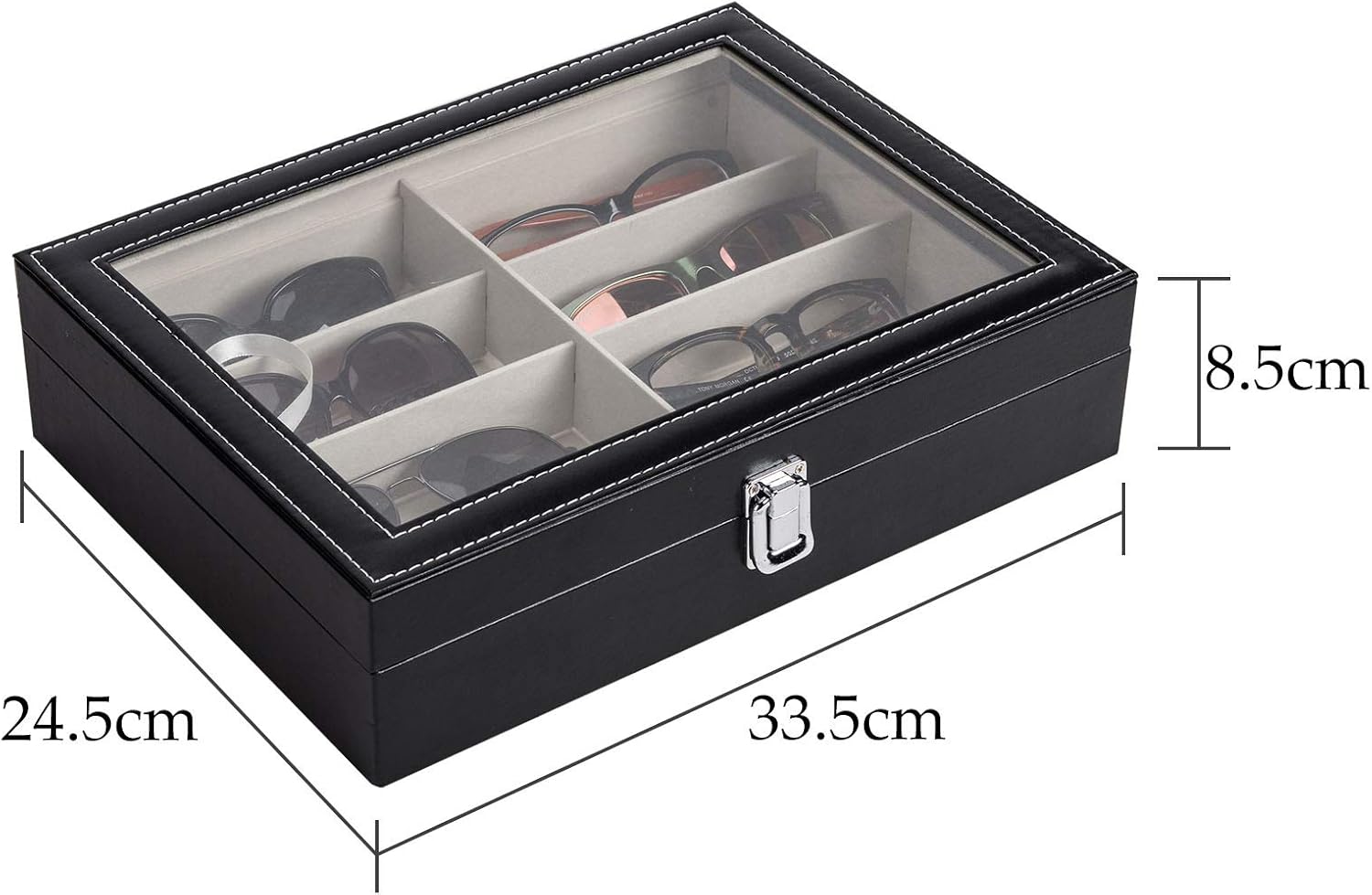 CO-Z Sunglasses Organizer 8 Slots Eyewear Display Case for Women Men i##e##s: Leather ^^ Multi ^^ Eyeglasses ^^ Jewelry Watch Organizer ^^ Sunglasses Jewelry Collection Case ^^ Sunglass Glasses Storage Holder Box :i##e##s - Image 3