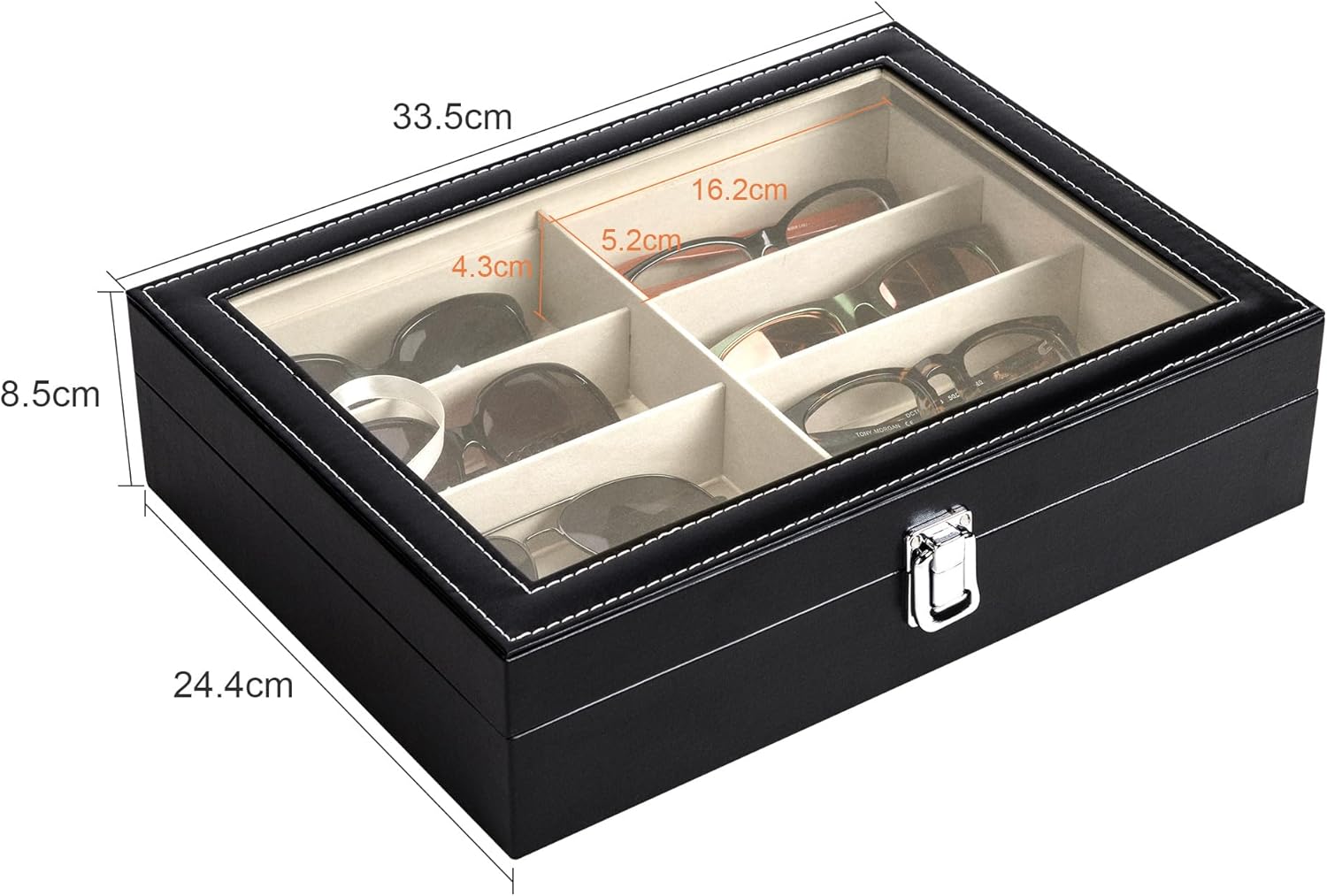 CO-Z Sunglasses Organizer 8 Slots Eyewear Display Case for Women Men i##e##s: Leather ^^ Multi ^^ Eyeglasses ^^ Jewelry Watch Organizer ^^ Sunglasses Jewelry Collection Case ^^ Sunglass Glasses Storage Holder Box :i##e##s - Image 4