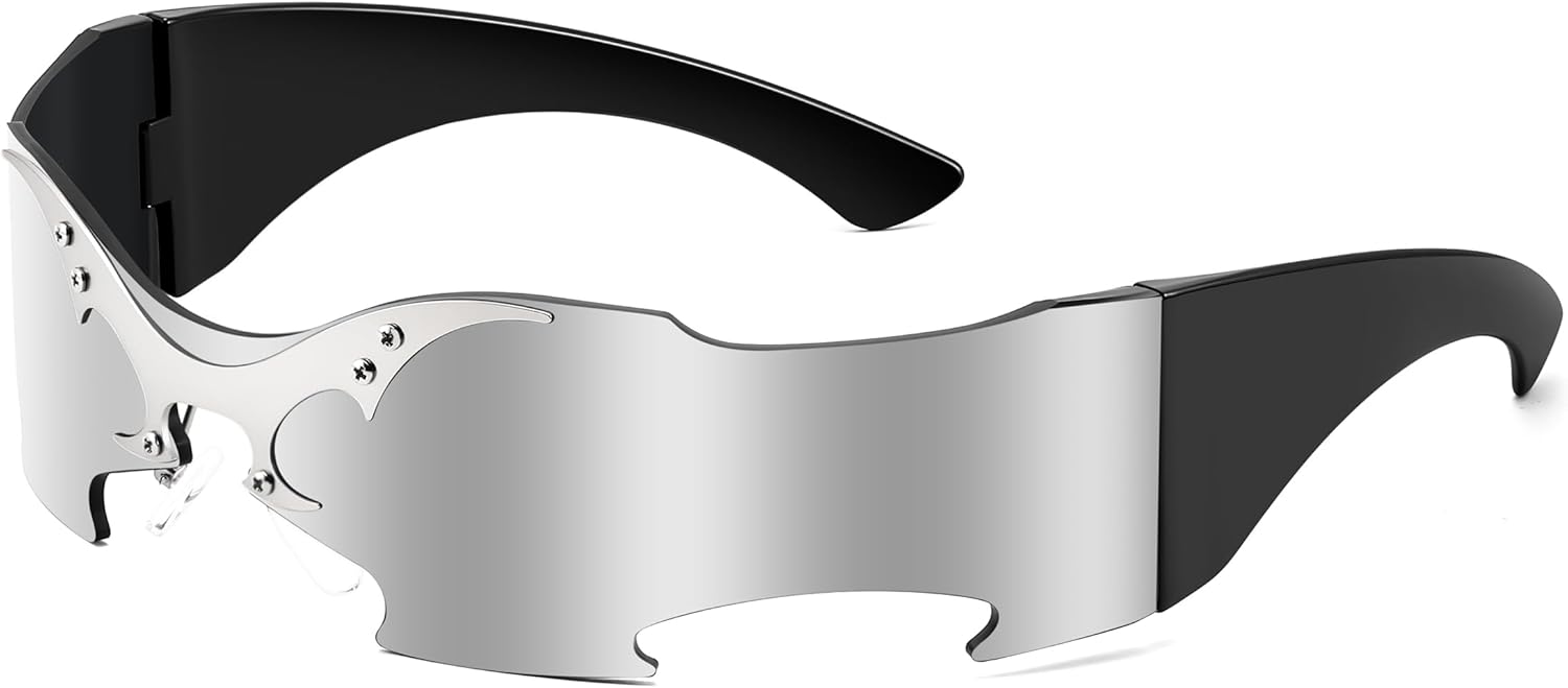 FEISEDY 80s Futuristic Cyclops Cyber Visor Sunglasses Men Women Punk Style Cosplay B4184