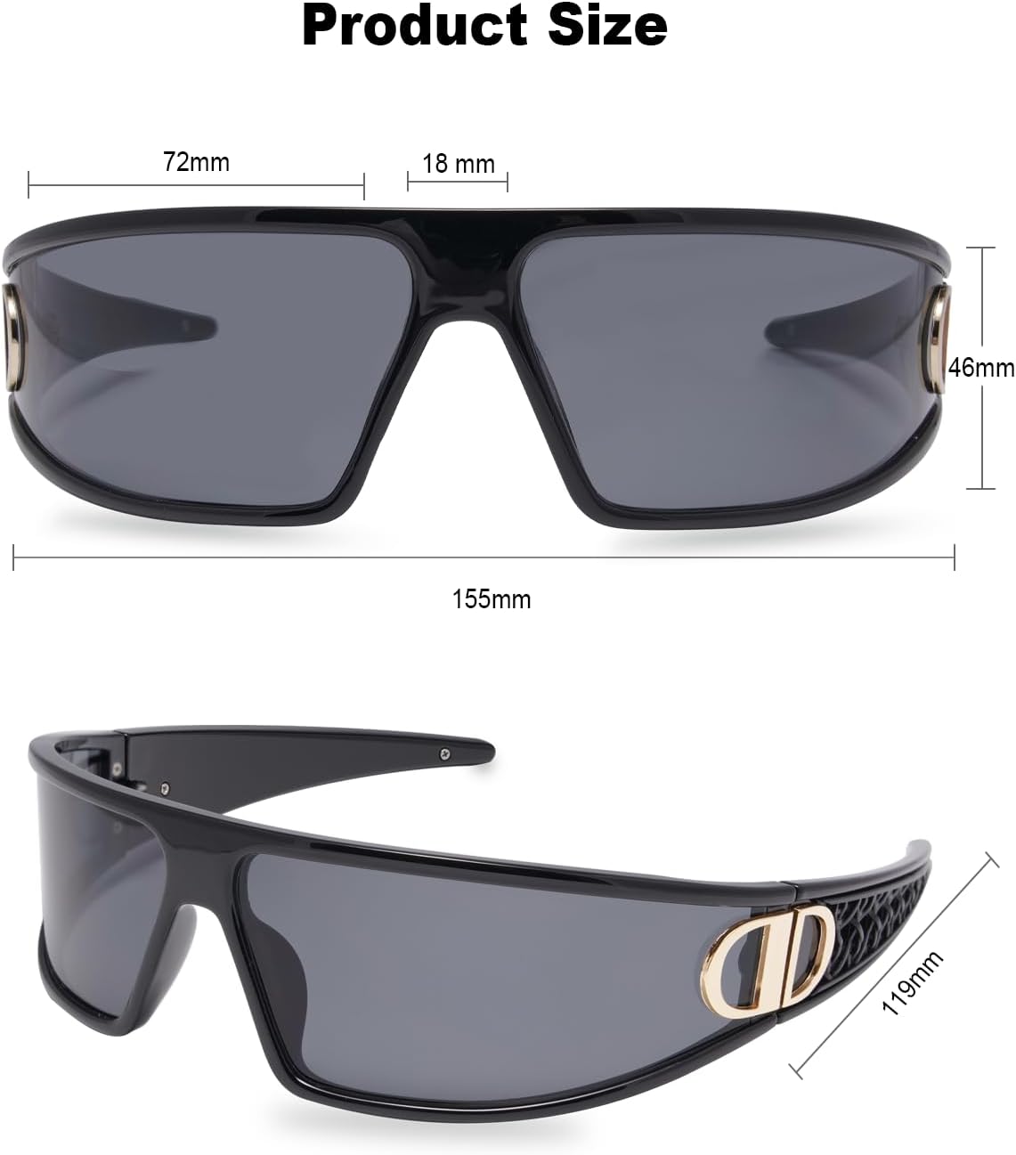 GIGIMOTTE Black Headband Mask Sunglasses for Women Men Cool Futuristic Shades Trendy Rave Accessories UV400 Protective GM9608 - Image 3