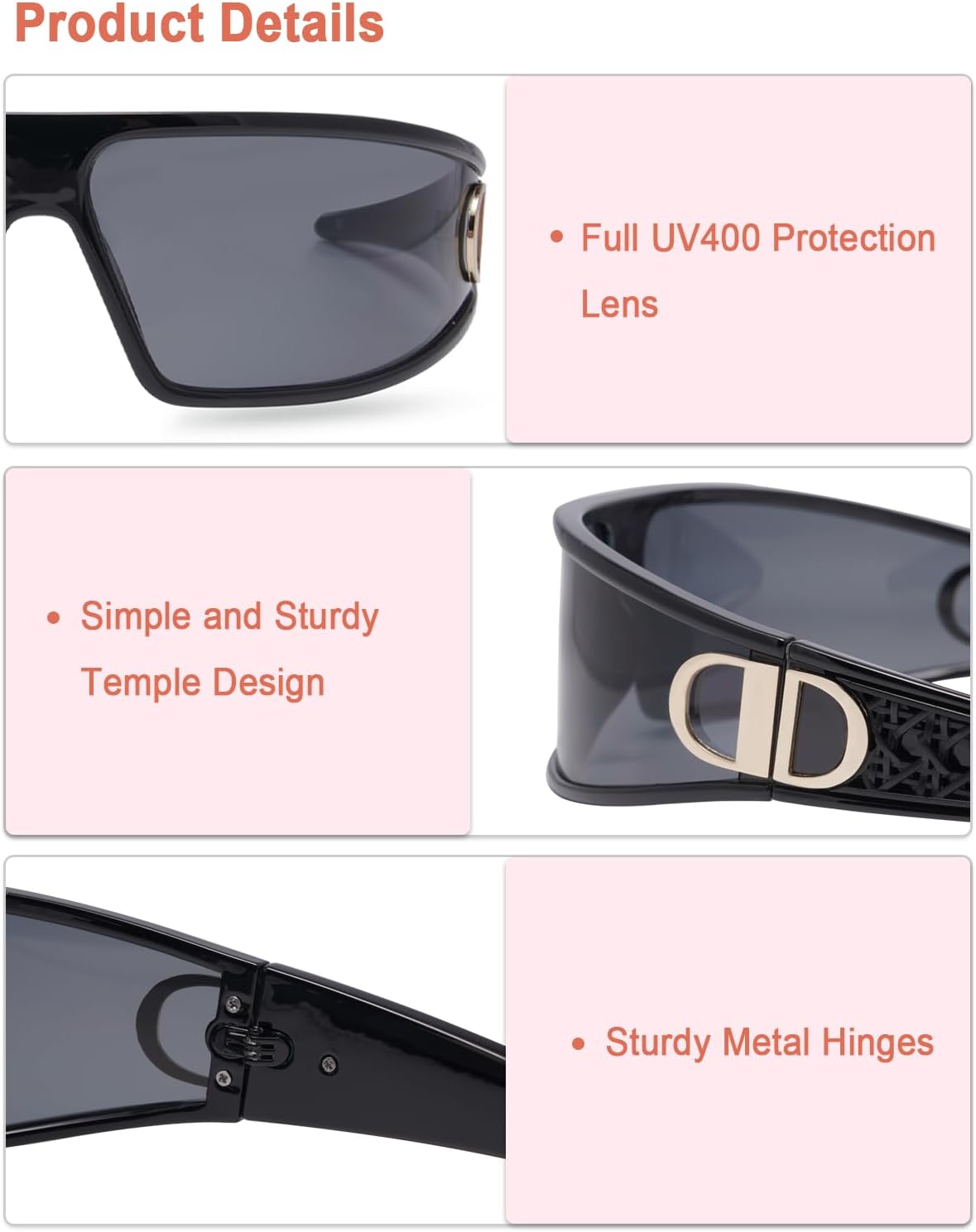 GIGIMOTTE Black Headband Mask Sunglasses for Women Men Cool Futuristic Shades Trendy Rave Accessories UV400 Protective GM9608 - Image 4