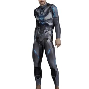 HAUTICO Premium Robotic Costumes for Men, Halloween Armor Costumes, Performance Cyborg Costumes, Superhero Costumes, Futuristic Bodysuits - Made to Order (S-M, Cyber Blue Armor)