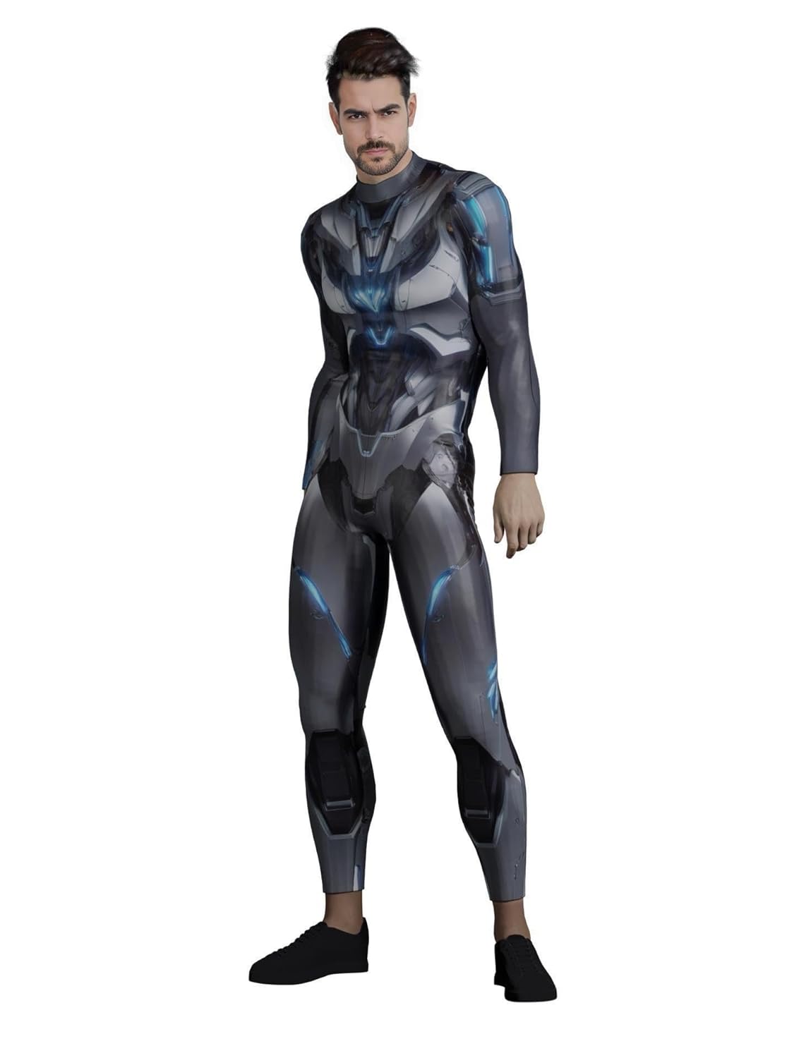 HAUTICO Premium Robotic Costumes for Men, Halloween Armor Costumes, Performance Cyborg Costumes, Superhero Costumes, Futuristic Bodysuits - Made to Order (S-M, Cyber Blue Armor)