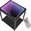 Infinity Mirror Light Table, Coffee Tables for Living Room, with 3D Infinity Illusion Mirror, RGB Side Table, with Tunnel Light, with Futuristic Decor, for Bedroom, Party