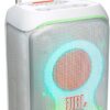 JBL PartyBox Stage 320 - Portable Party Speaker with Telescopic Handle & Wide, Sturdy Wheels, Powerful JBL Pro Sound, Futuristic lightshow, Up to 18 Hours of Play time, Splash Proof (White)