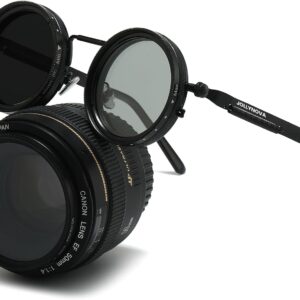 JOLLYNOVA Adjustable Tint Sunglasses, 1-9 Gears Steampunk Retro Metal Round Polarized Glasses with ND Filter Lenses
