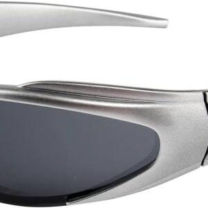 KENBO Y2K Sunglasses Wrap Around Futuristic Sunglasses for Men Women Oval Fashion Sport Shades Sun Glasses Large