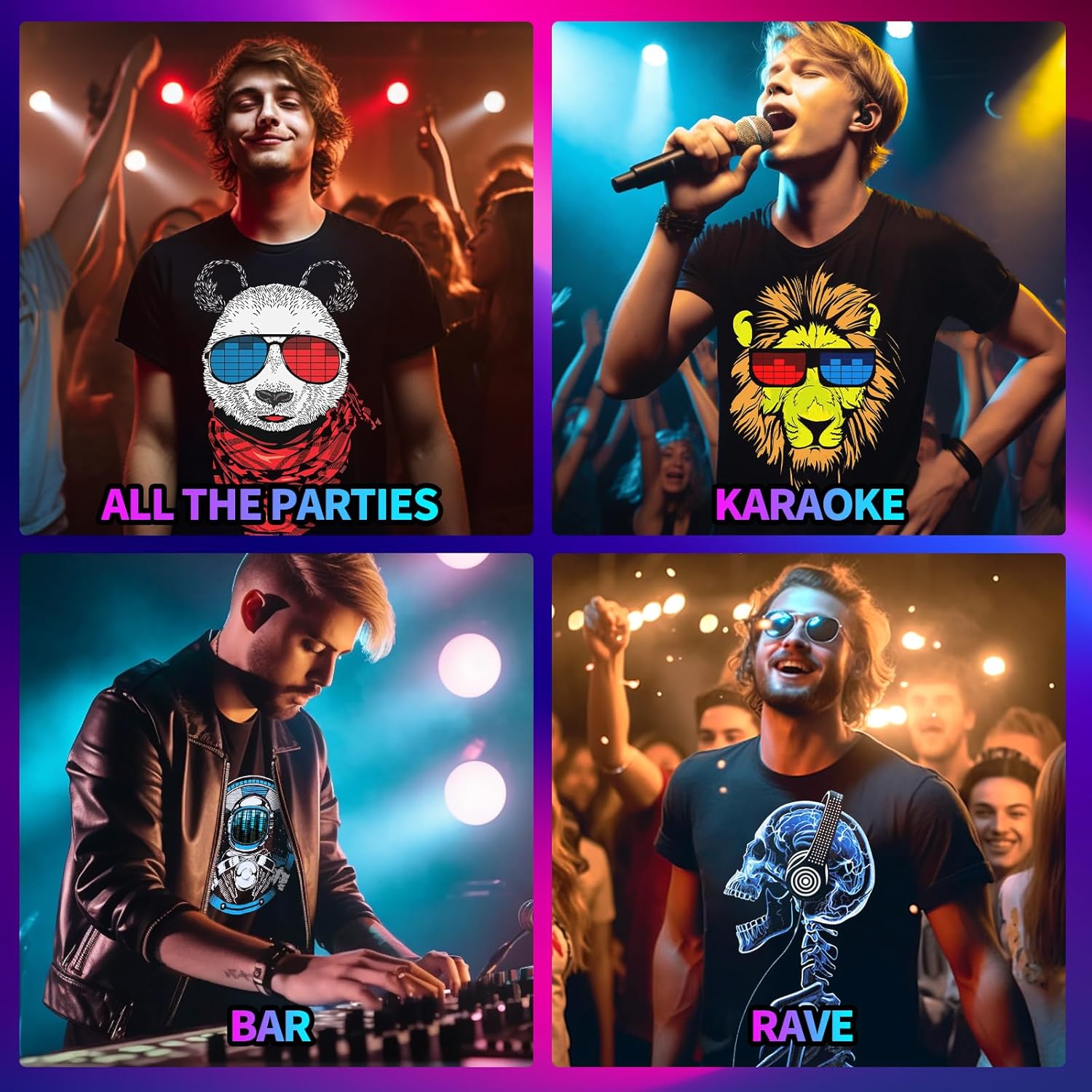 LED T Shirt Sound Activated Glow Shirts Light Up Equalizer Clothes for Party - Image 2
