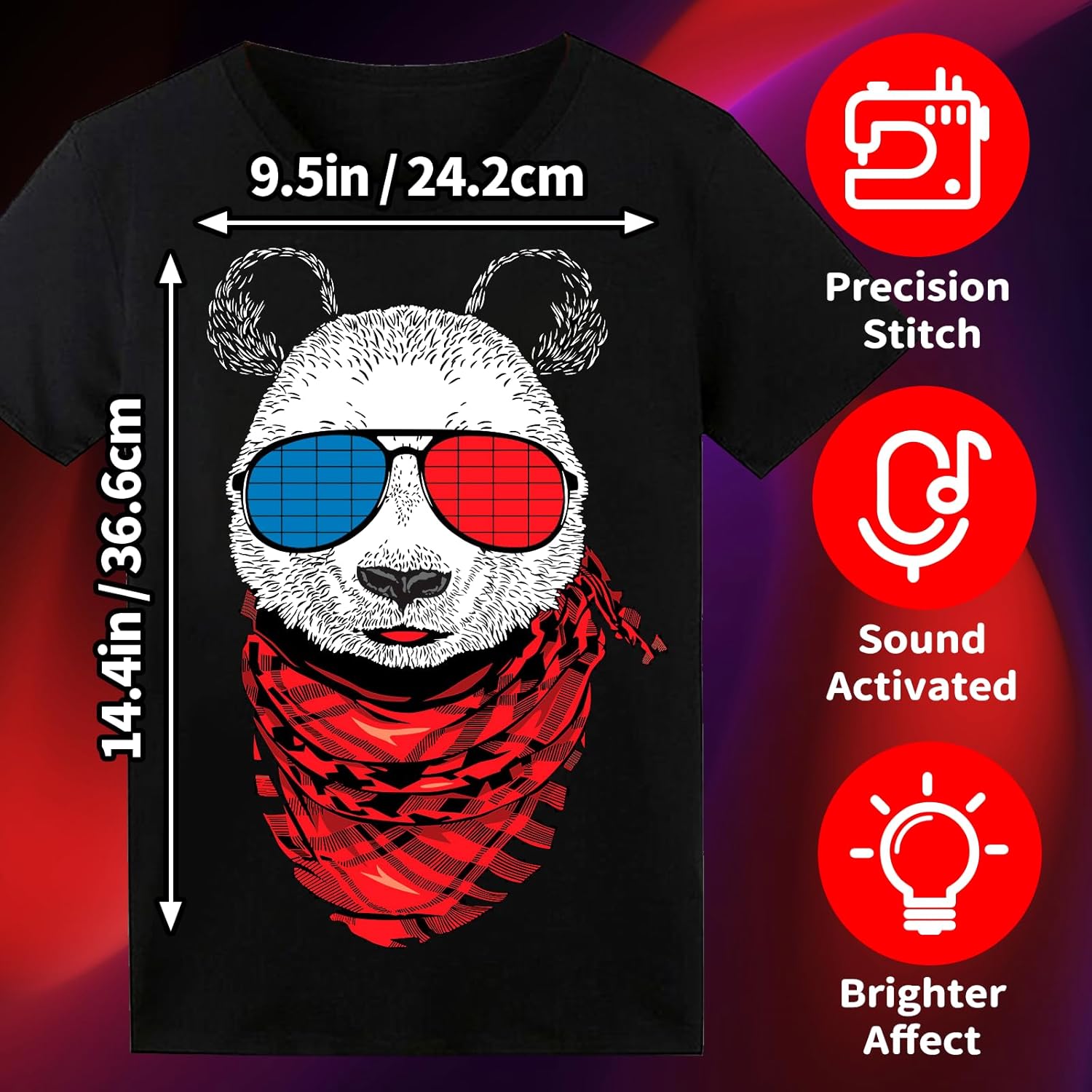 LED T Shirt Sound Activated Glow Shirts Light Up Equalizer Clothes for Party - Image 3