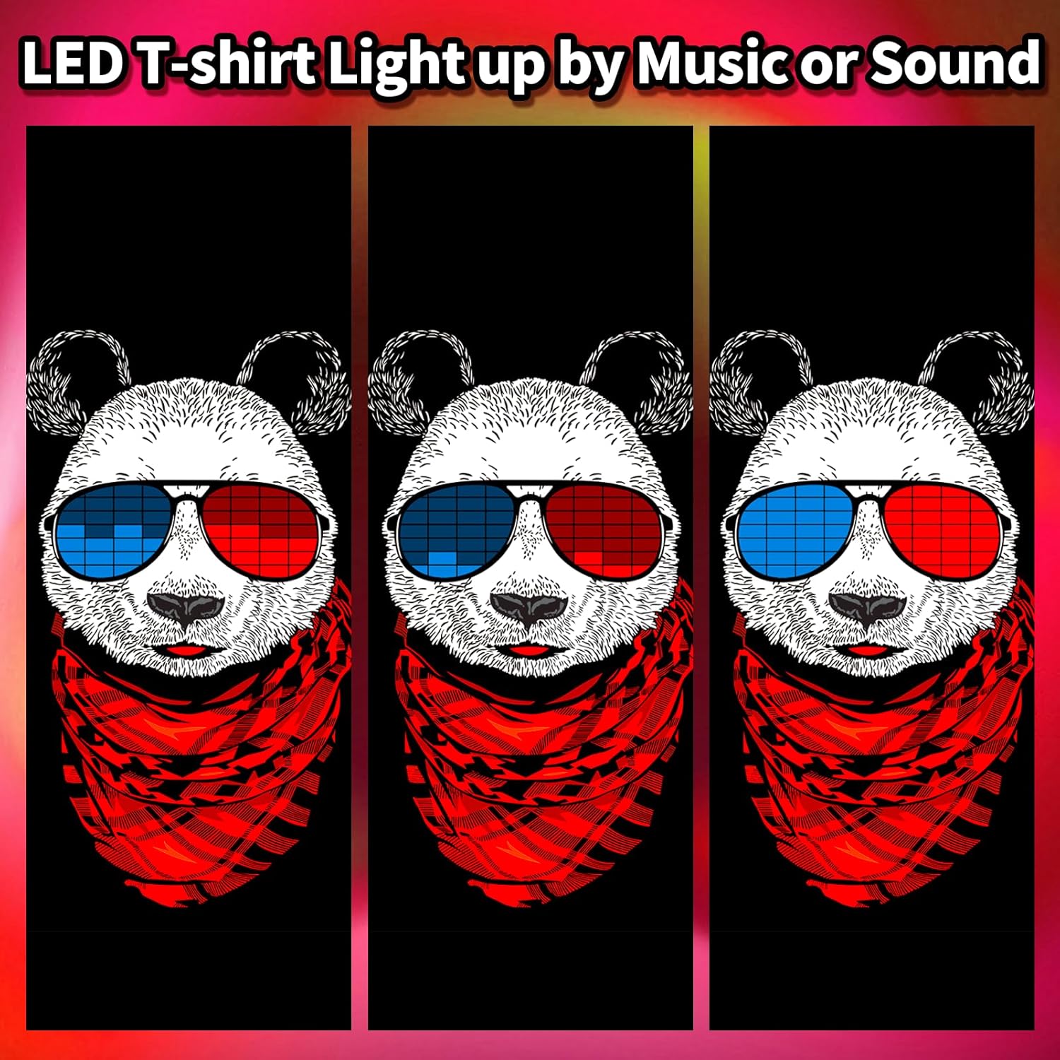 LED T Shirt Sound Activated Glow Shirts Light Up Equalizer Clothes for Party - Image 4