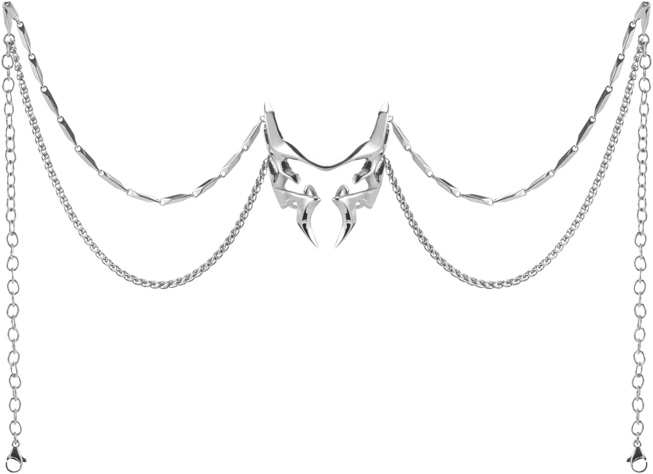 L'VOW Unisex Cyber Punk Liquid Silver Steel Half Mask Y2K Luxury Irregular Jewelry Face Chain Cyborg Earring Accessories - Image 15