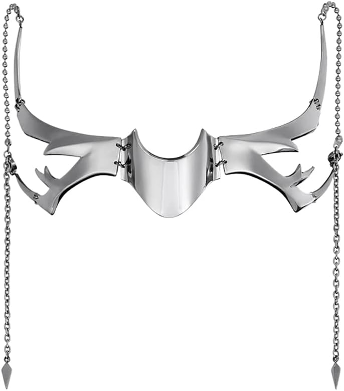 L'VOW Unisex Cyber Punk Liquid Silver Steel Half Mask Y2K Luxury Irregular Jewelry Face Chain Cyborg Earring Accessories - Image 2