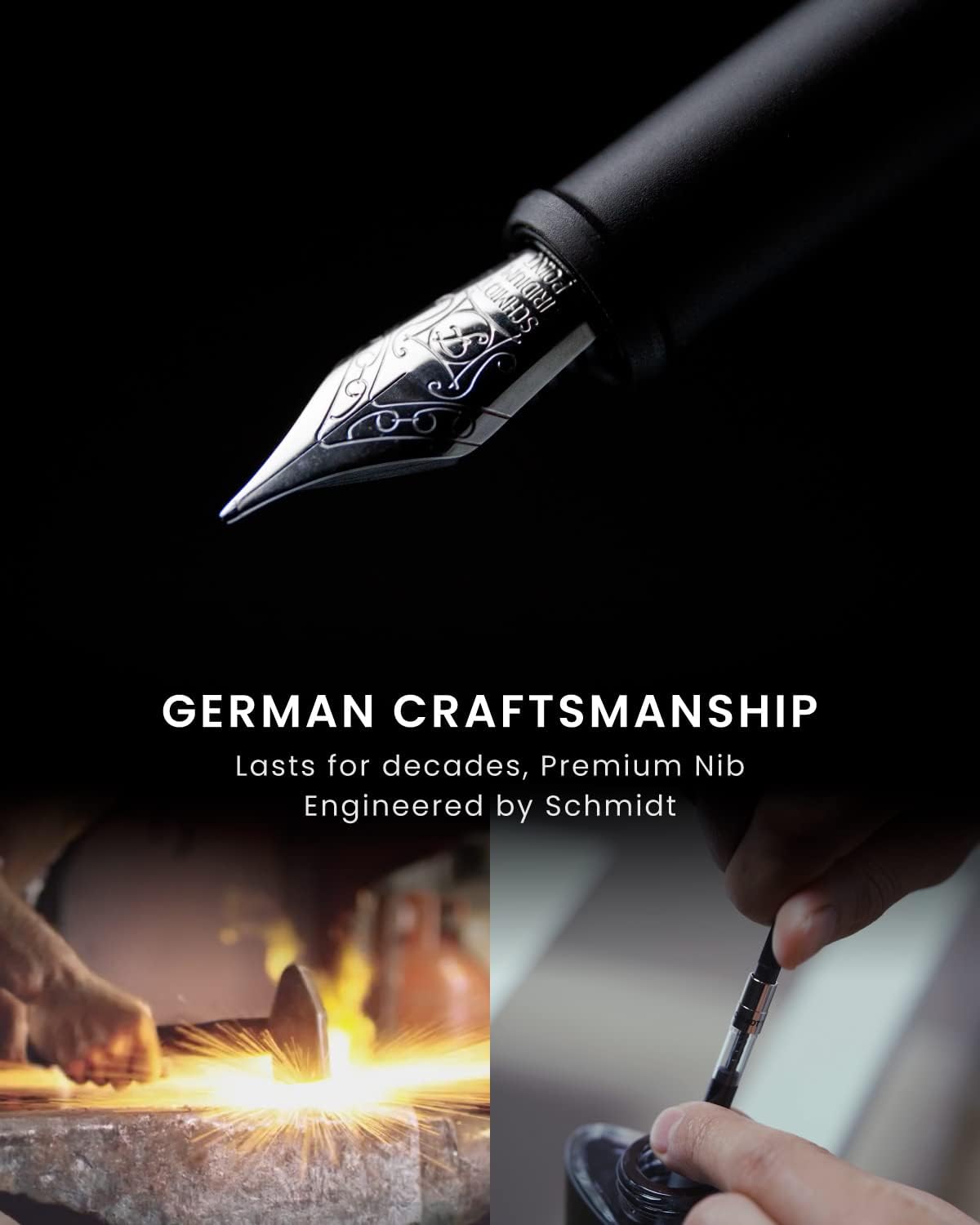 novium Hoverpen Future Edition - Luxury Fountain Pen & Rollerball Pen All-In Gift Box, Fine Nib, Futuristic Aesthetic, Aerospace Metal Made, Free Spinning Executive Pen, Gifts for Boss (Deep Black) - Image 3