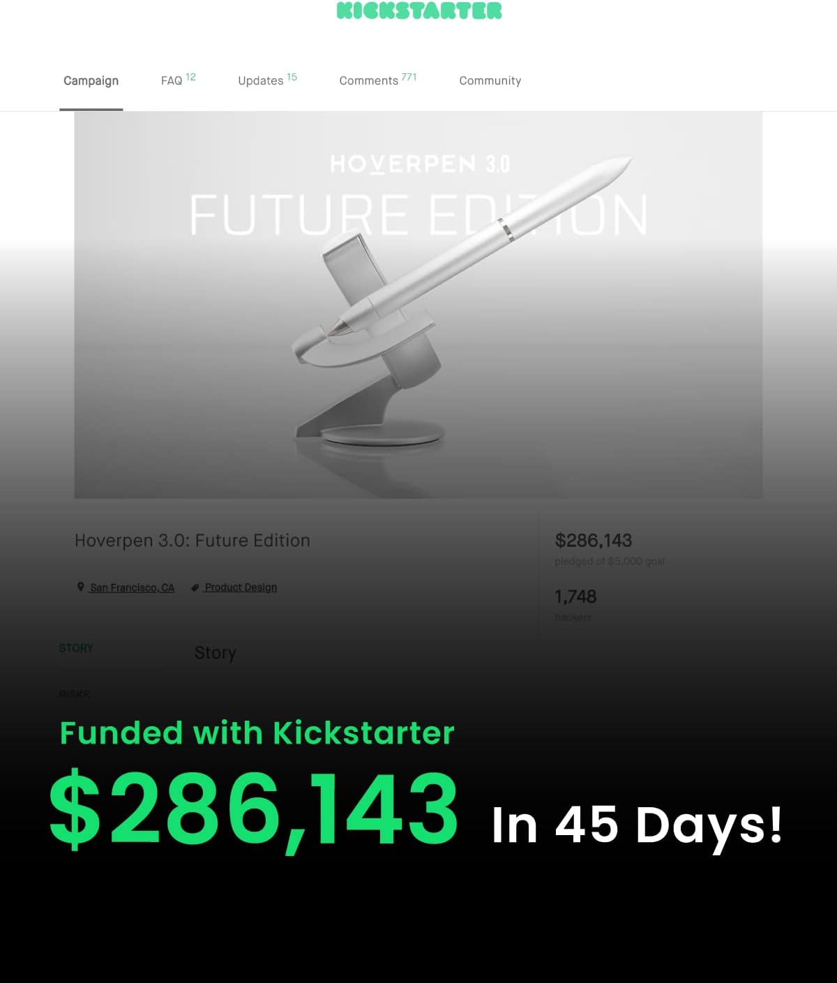 novium Hoverpen Future Edition - Luxury Fountain Pen & Rollerball Pen All-In Gift Box, Fine Nib, Futuristic Aesthetic, Aerospace Metal Made, Free Spinning Executive Pen, Gifts for Boss (Deep Black) - Image 6