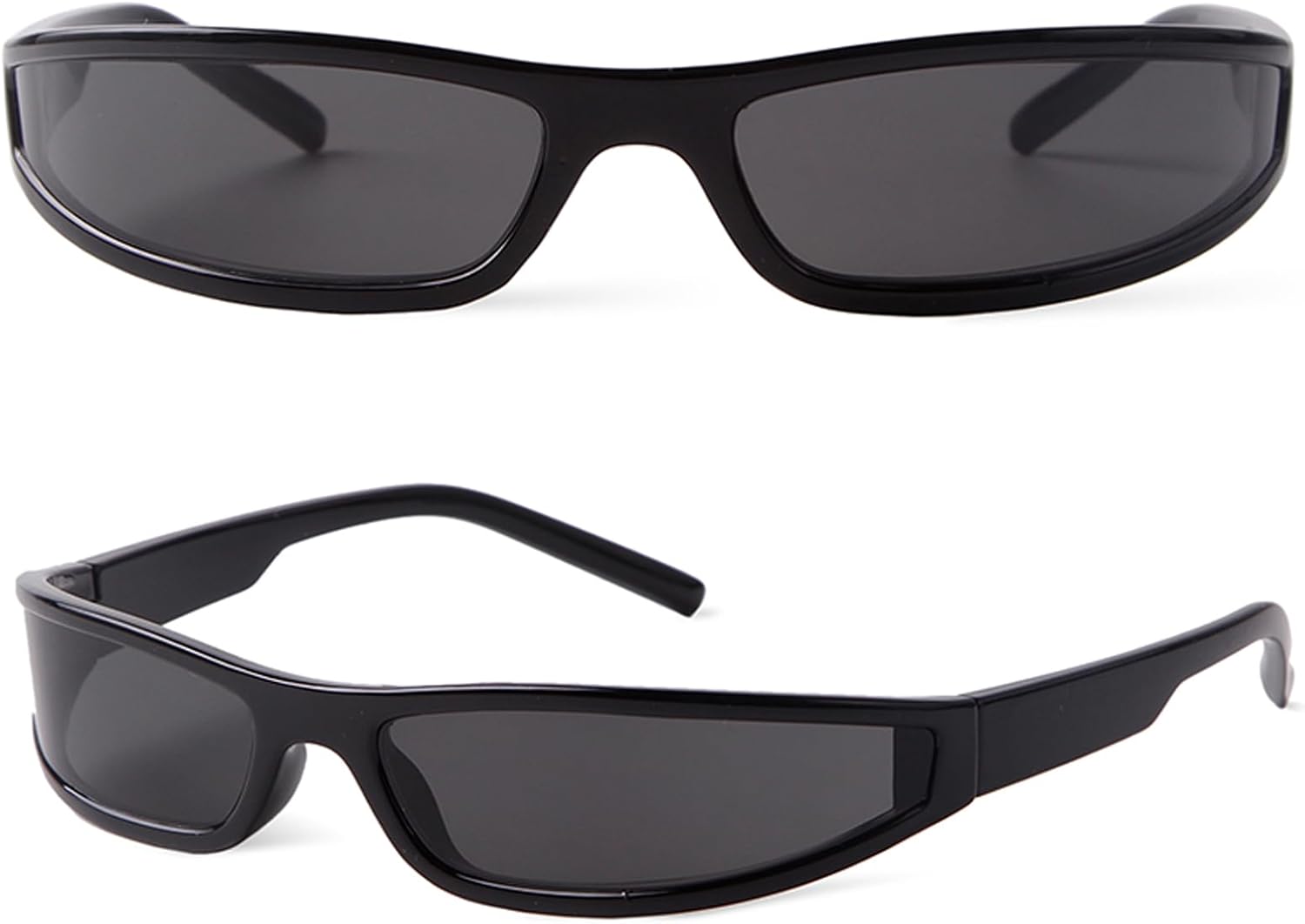 PEGH Y2K Wrap Around Sunglasses for Women Men Small Narrow Frame Rectangle Sunglasses 90s Small Face Futuristic Sports Shades