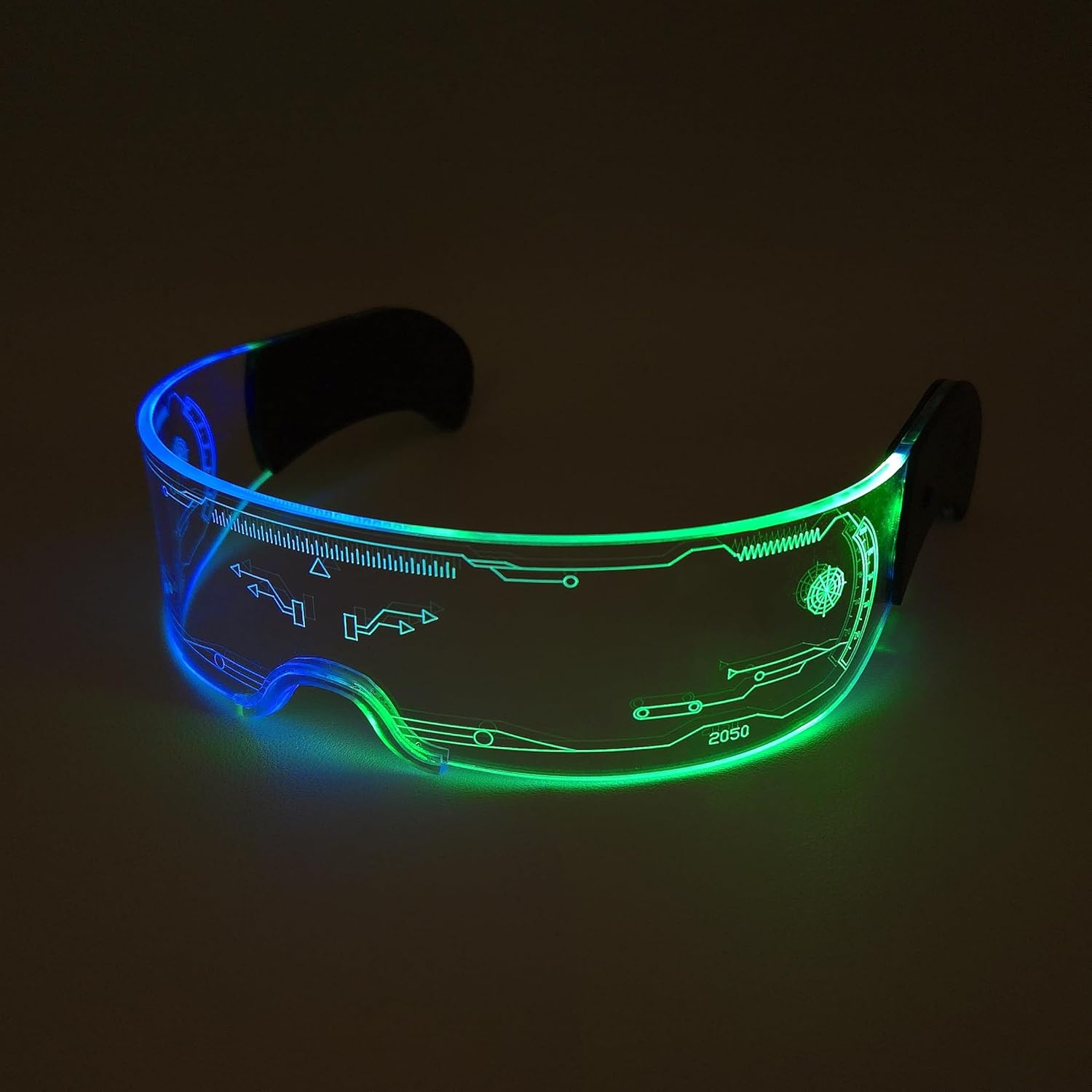 XGOOD LED Glasses w\/Bilateral 7 Colors & 4 Modes Futuristic Neon Sunglasses Cyberpunk Glasses for Rave Parties and Cosplay